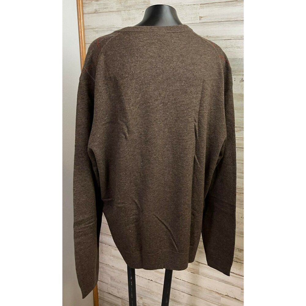 Jos. A. Bank Men's Argyle V-Neck Sweater L Brown 80% Lambs Wool 20% Nylon - Picture 5 of 6